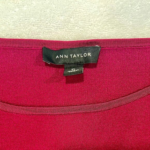 Ann Taylor Shimmer Trim Flare Sleeve Sweater in Plum size XL - Picture 3 of 6